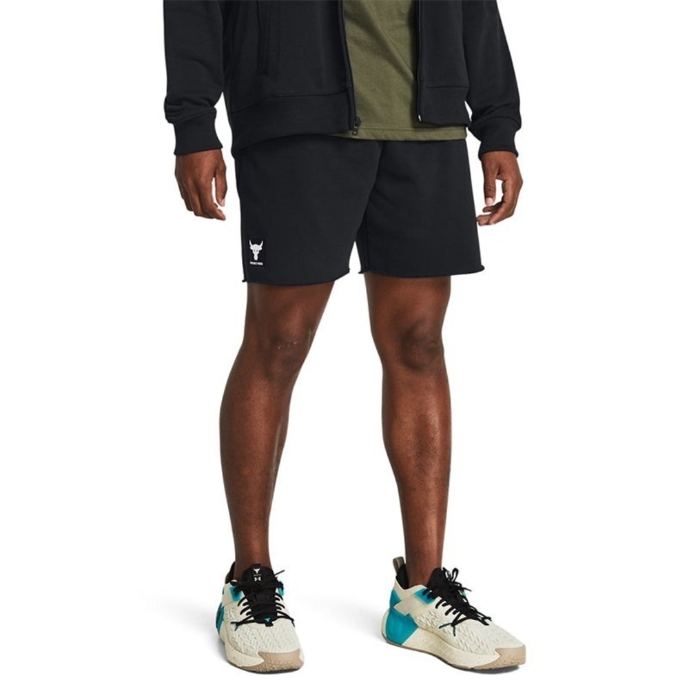 Under Armour Project Rock Heavyweight Terry Shorts Mens 2XL 7" 1383186 Black $85